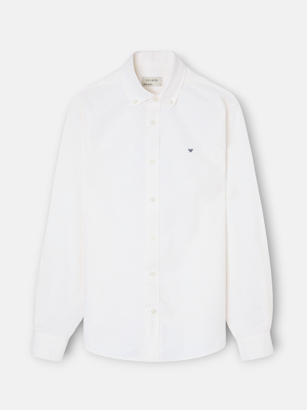 Camisa sport oxford riscas horizontais amarelas