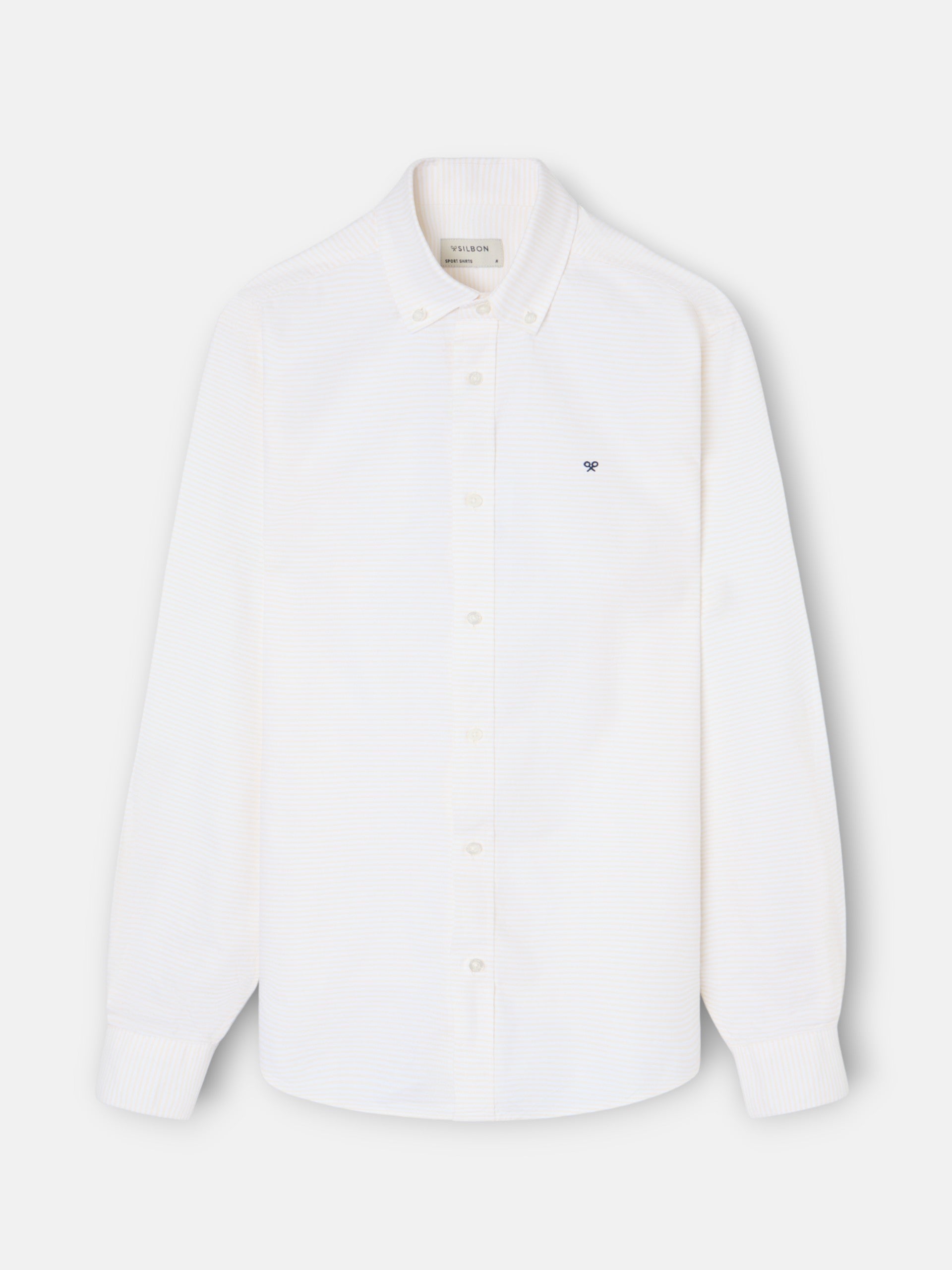 Camisa sport oxford riscas horizontais amarelas