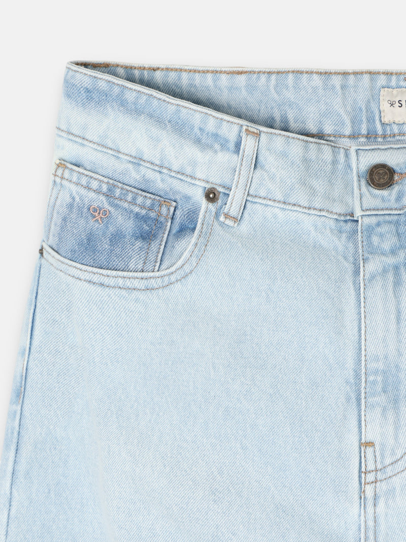 Light blue tapered denim sport trousers