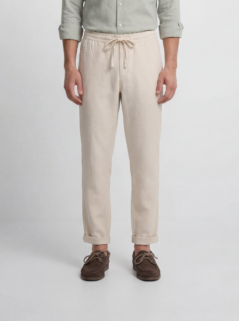 Pantalon de sport jogger en lin pierre