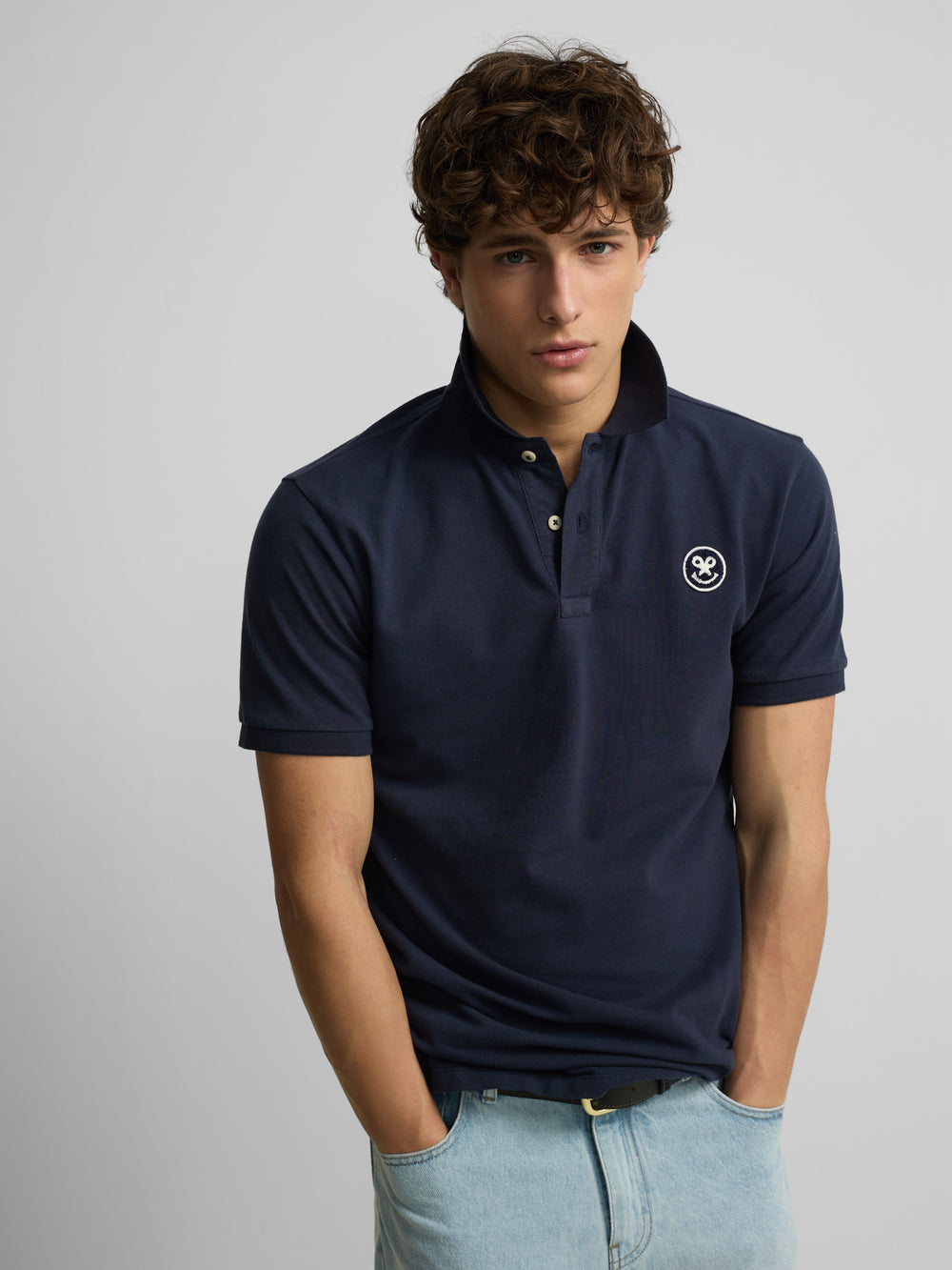 Polo manga corta smile azul marino