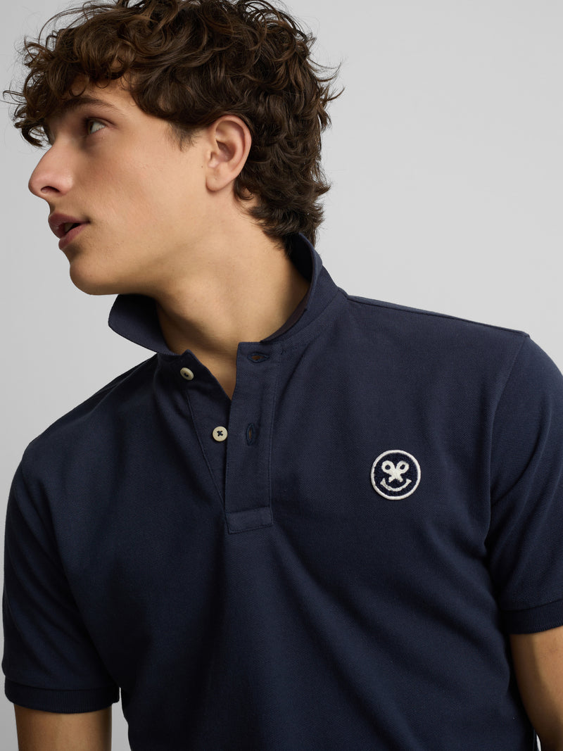 Polo de manga curta smile azul-marinho