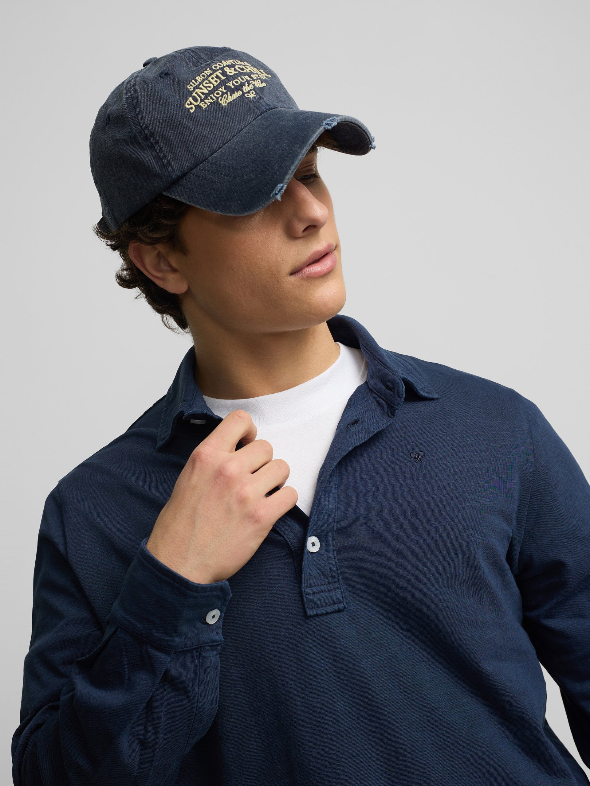 Polo manga larga sport azul