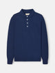 long-sleeved blue polo shirt