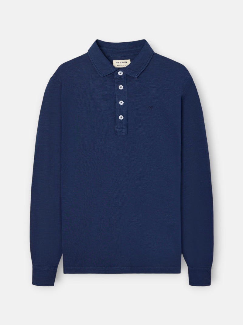 Polo de manga comprida sport azul