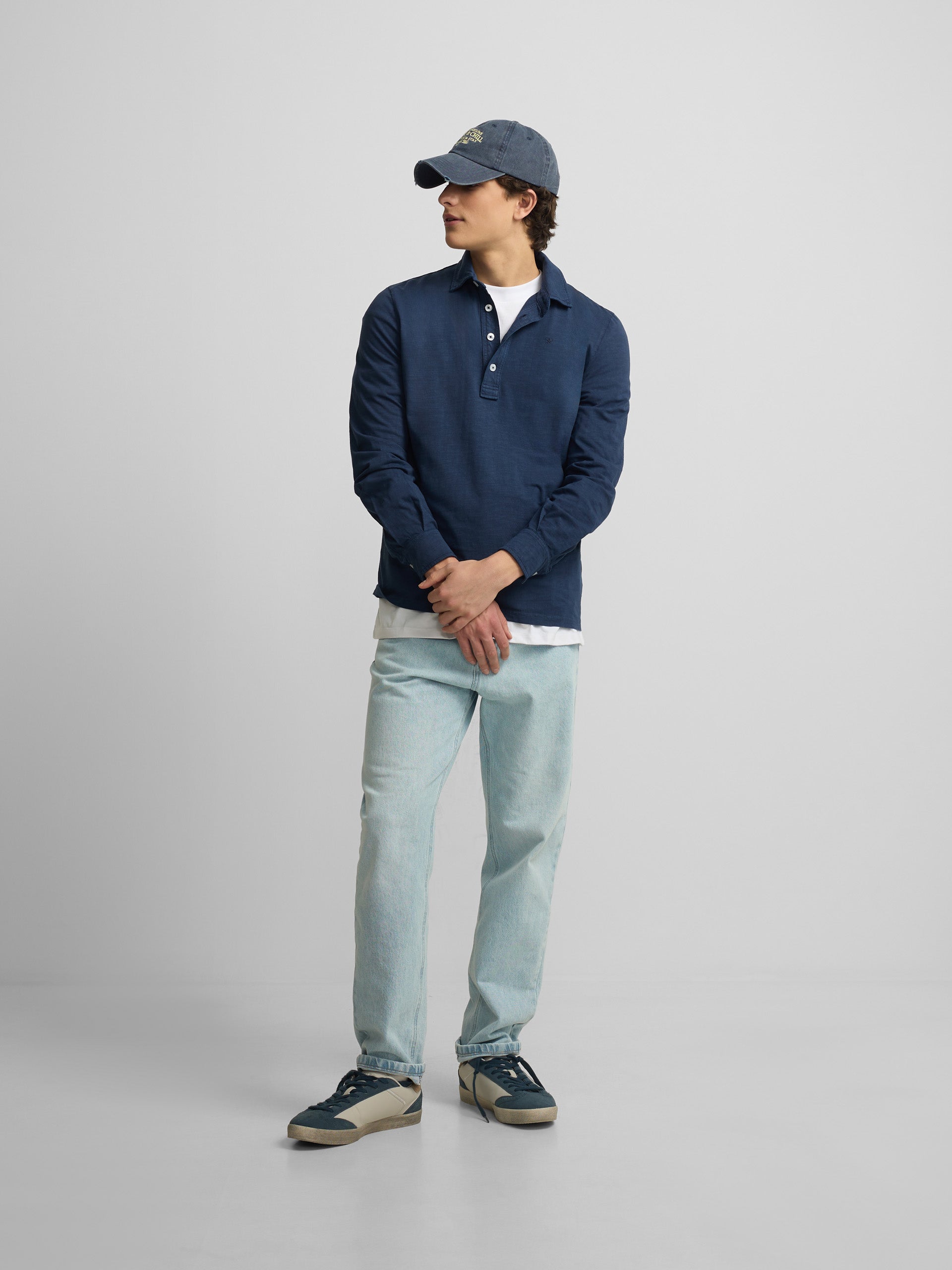 Polo manga larga sport azul