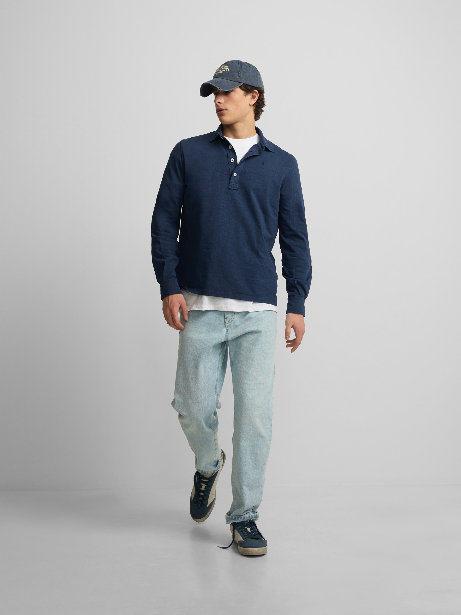 Polo manga larga sport azul