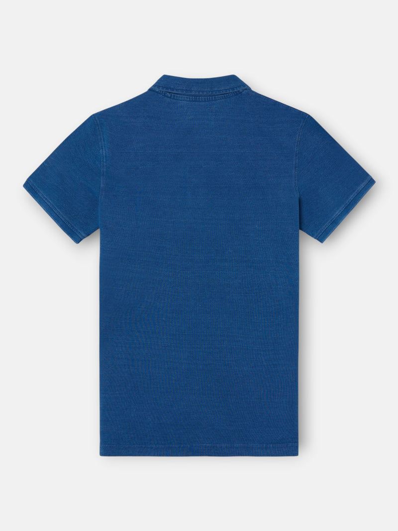 Polo de manga curta estilo denim azul claro