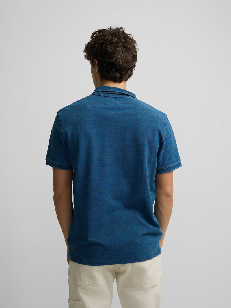 Polo de manga curta estilo denim azul claro