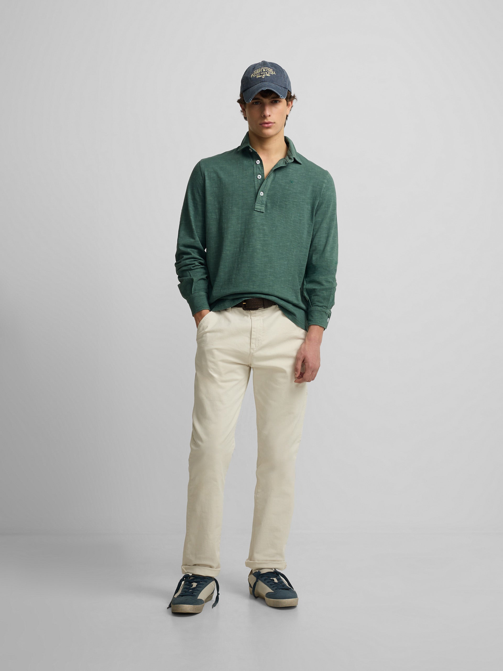 Polo manga larga sport verde