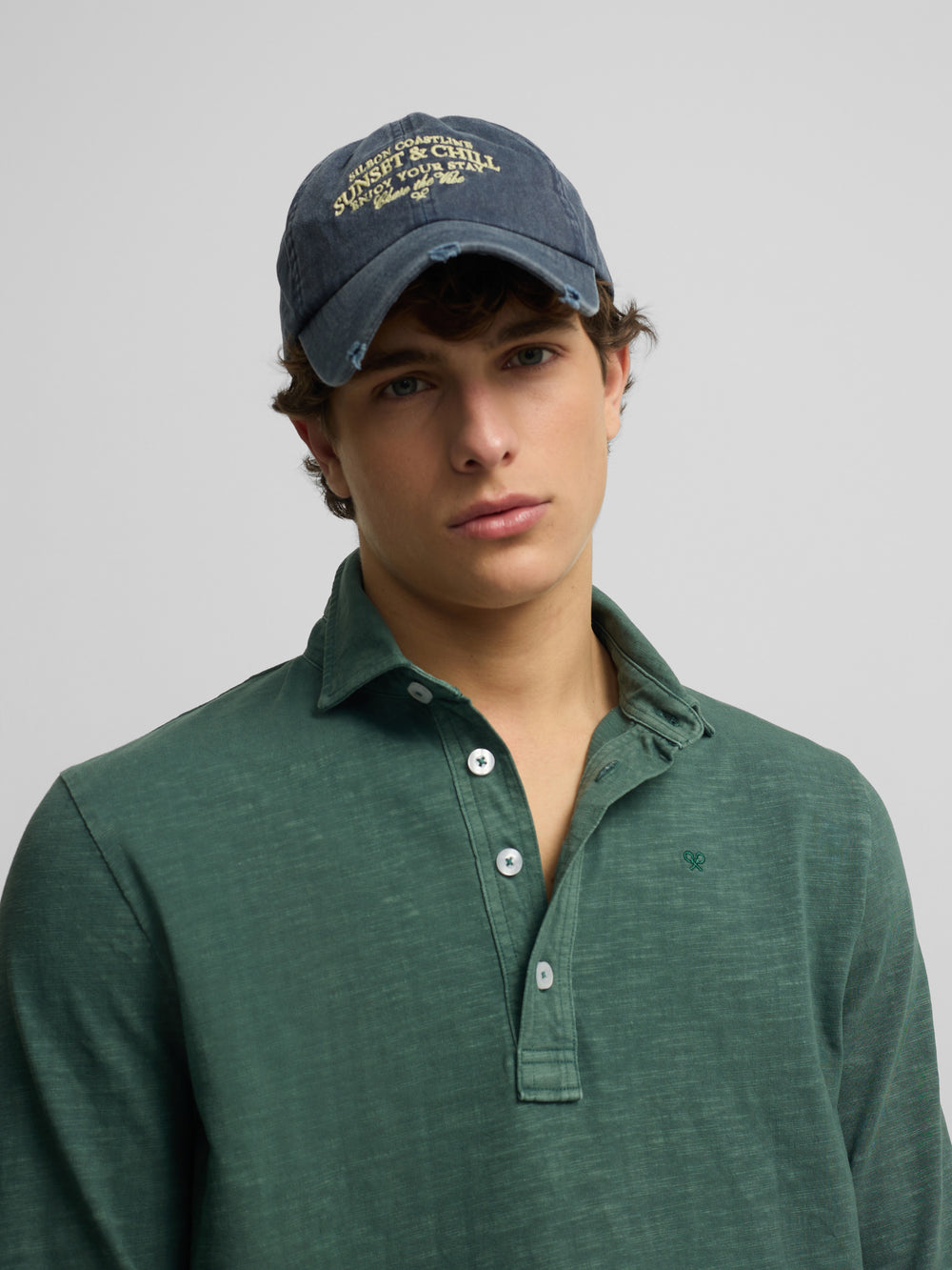 polo vert à manches longues