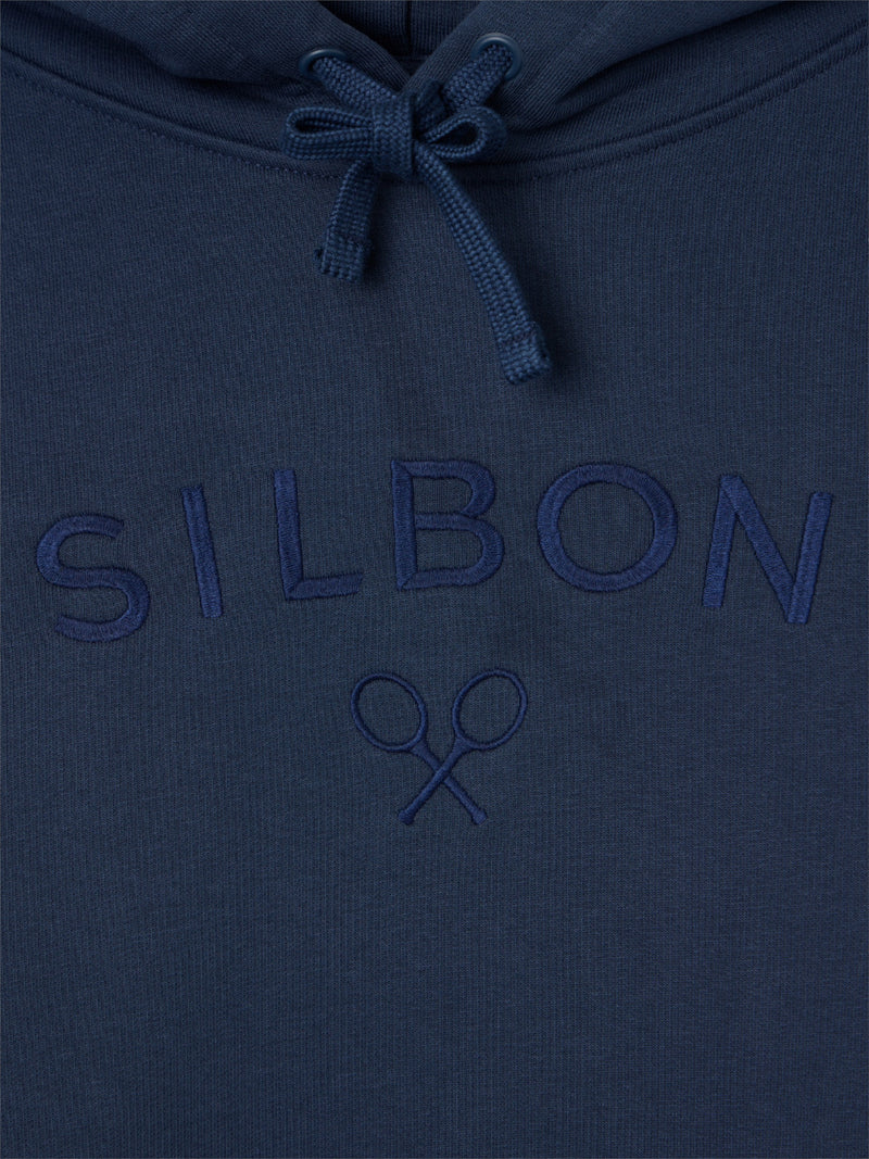 Silbon navy blue half racket hoodie