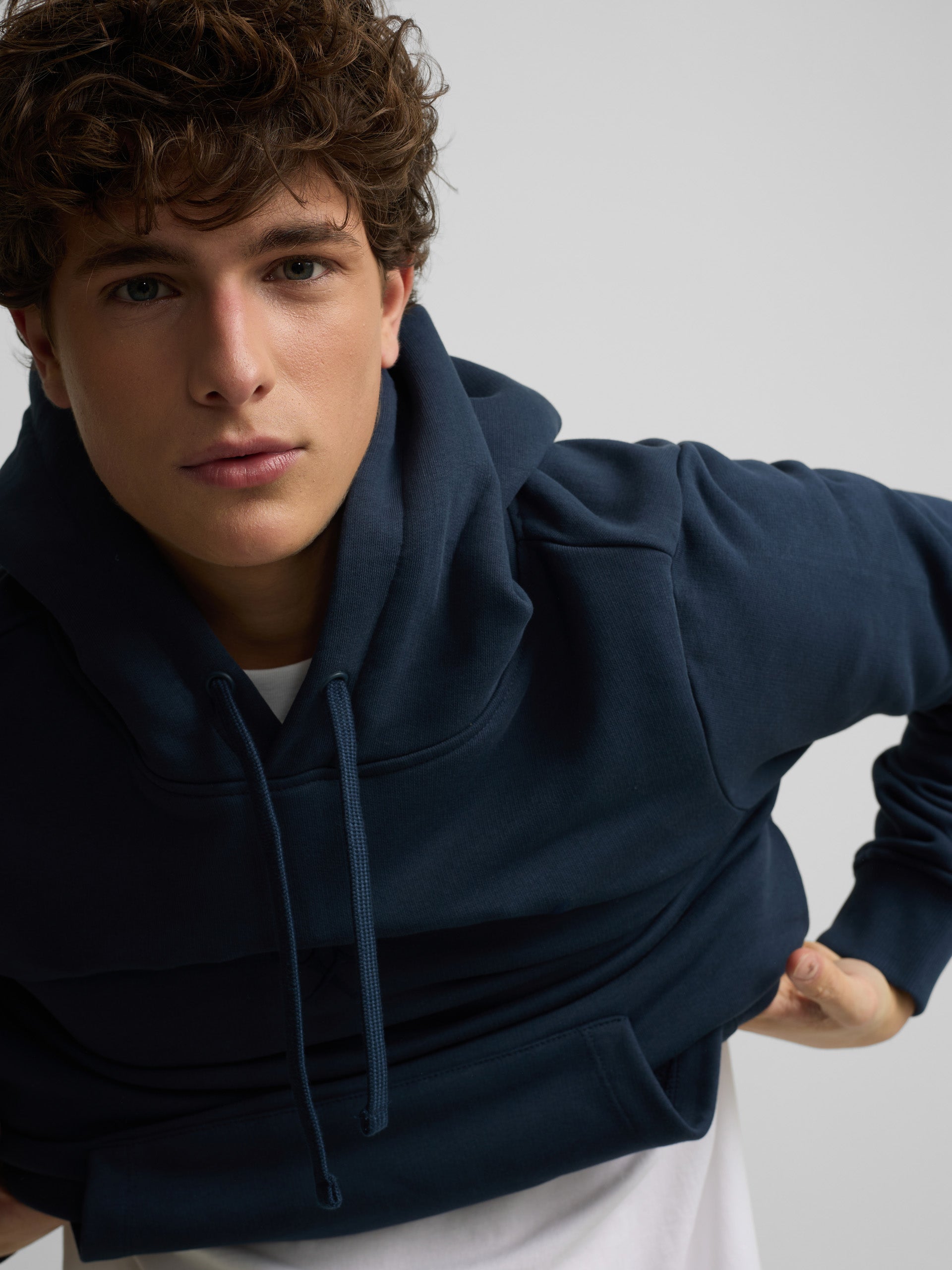 Sudadera capucha Silbon raqueta media azul marino