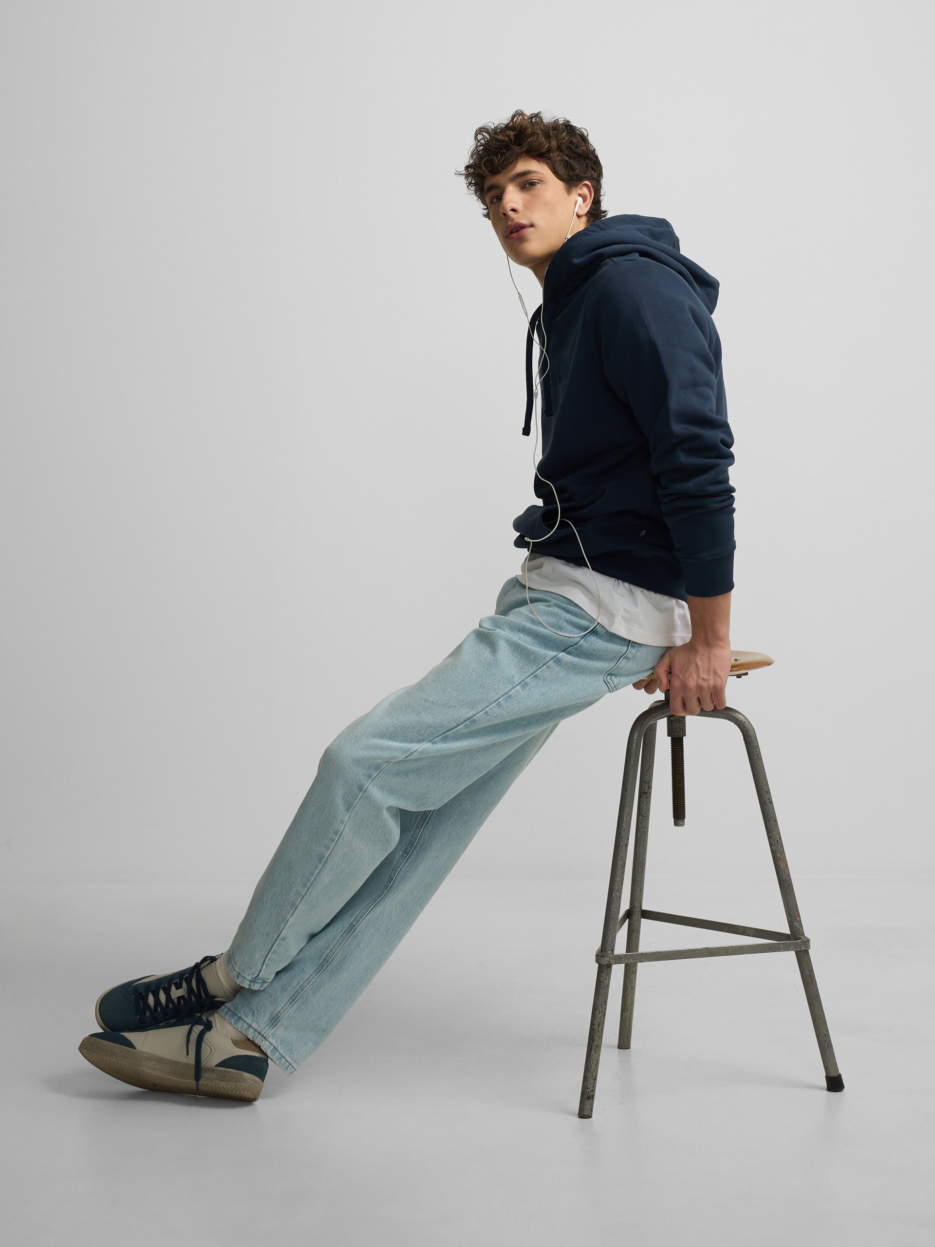 Sudadera capucha Silbon raqueta media azul marino