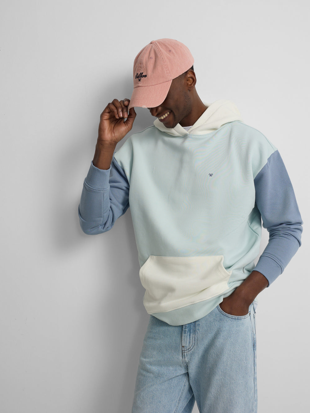 Sweat à capuche multicolore bleu turquoise