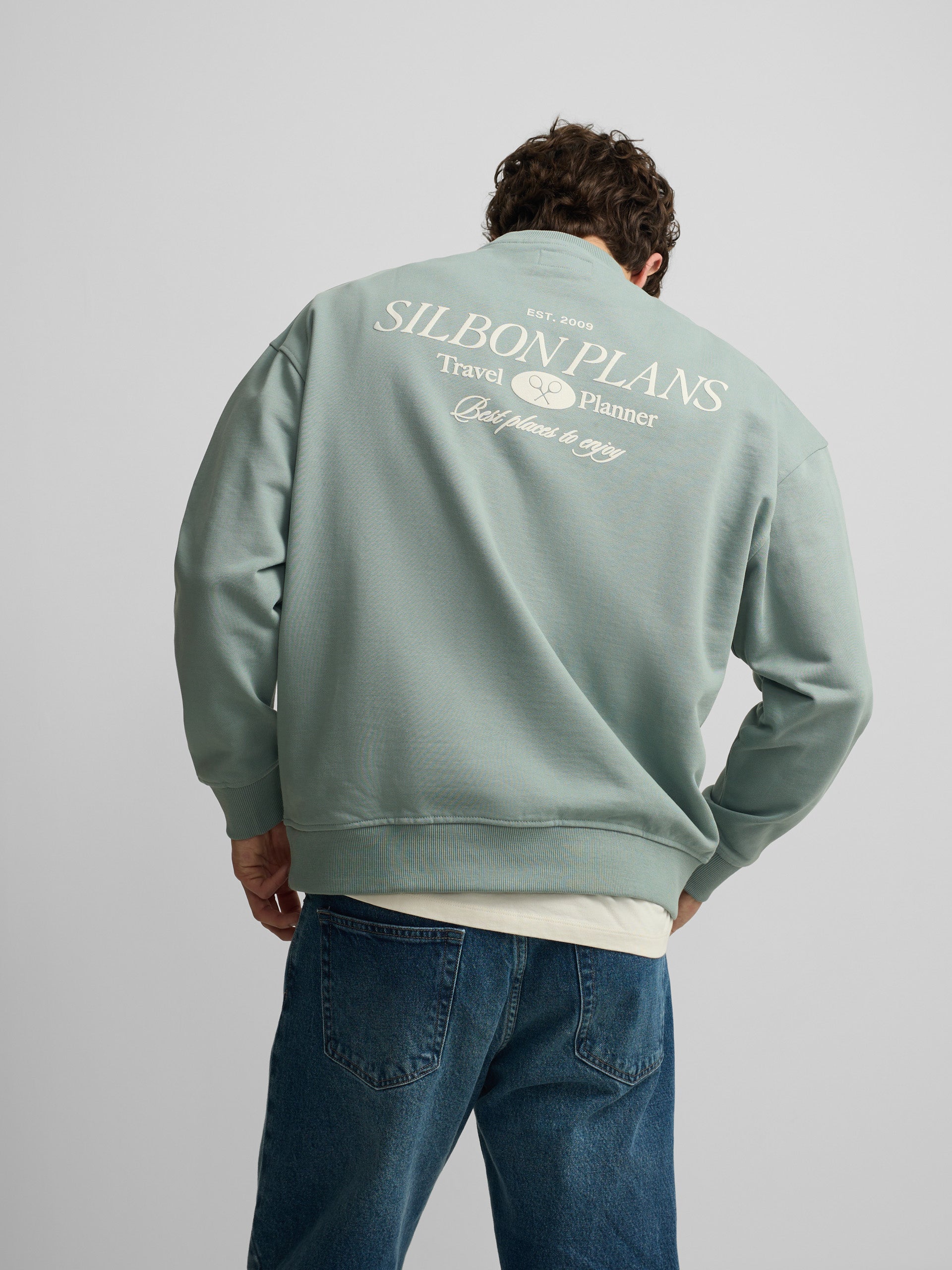 Sudadera relaxed fit plans verde gris