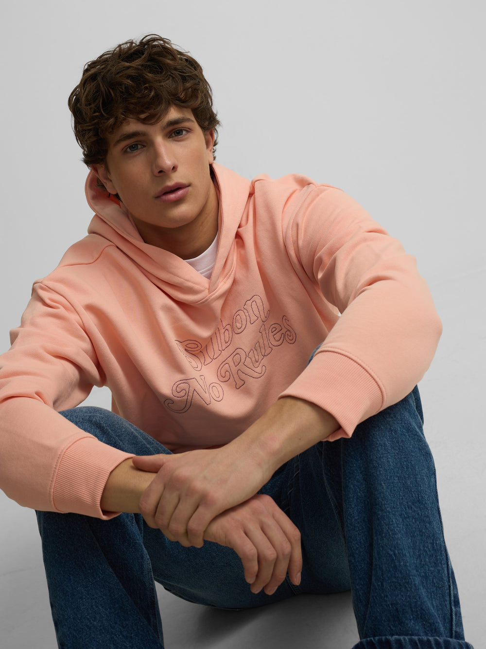Relaxed fit hoodie, no rules, coral sweatshirt