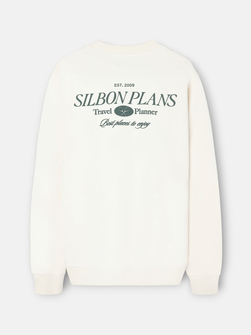 Sweat-shirt coupe décontractée plans crème