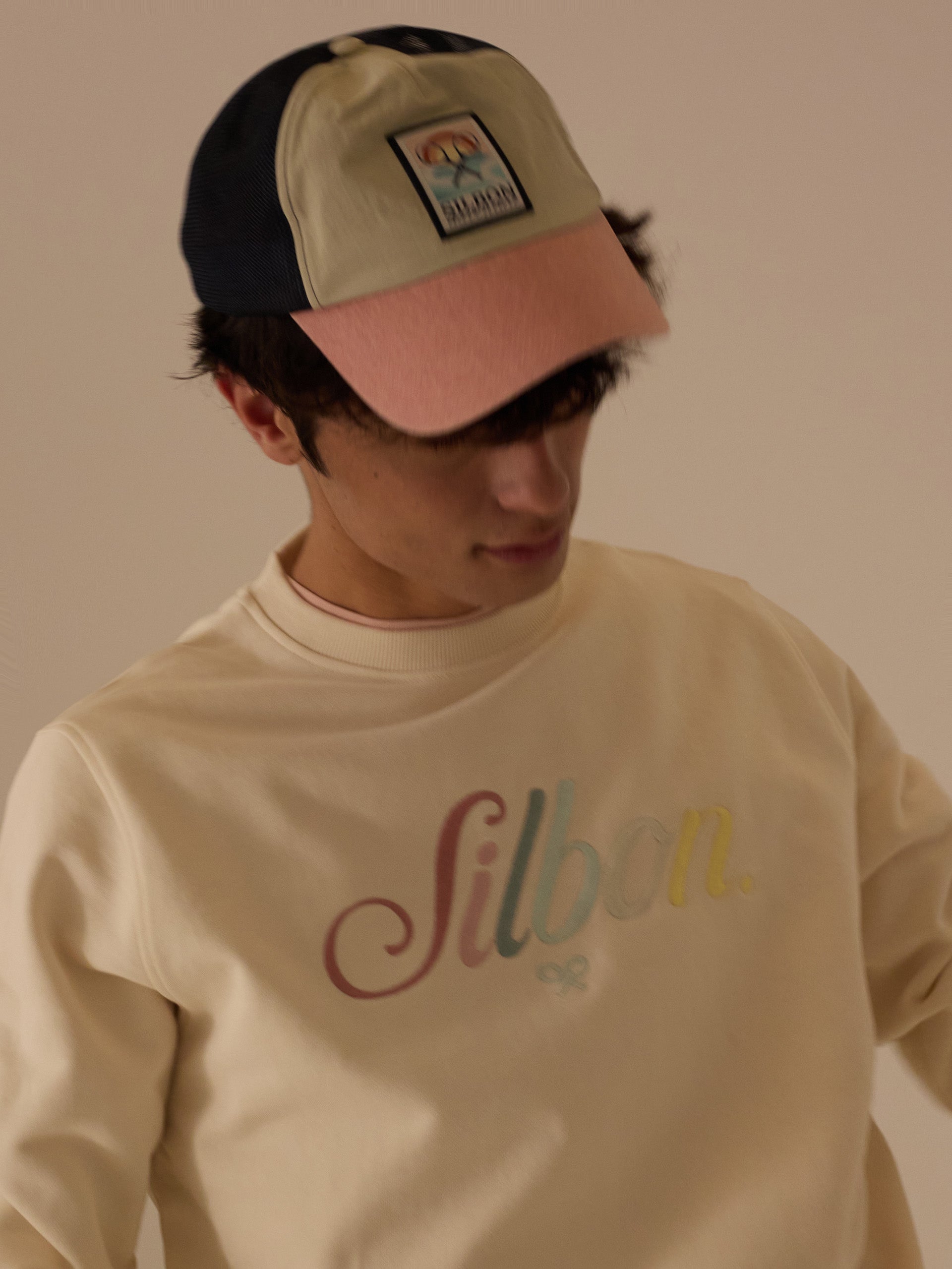 Sudadera Silbon bordado multicolor crema