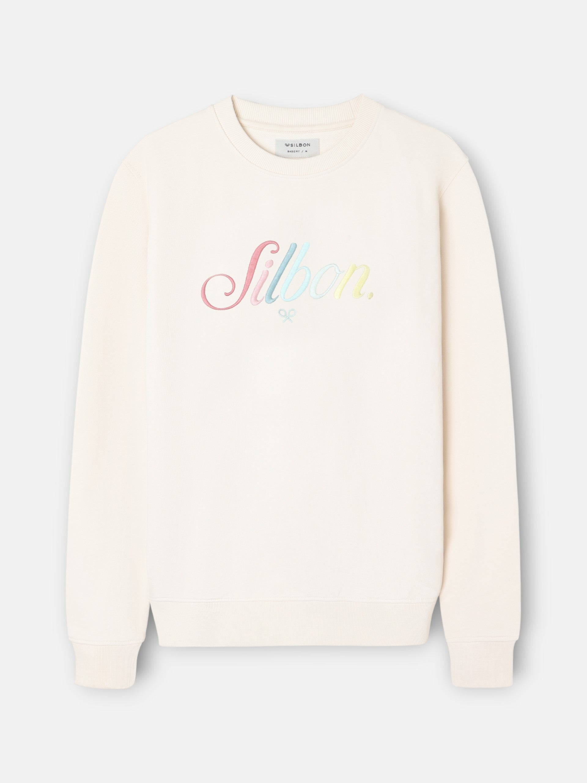 Sweat-shirt Silbon avec broderie crème multicolore