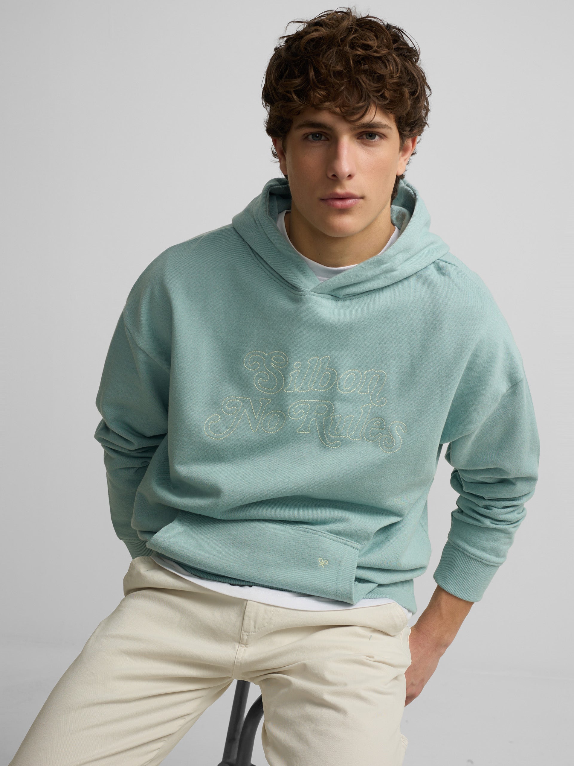 Sudadera relaxed fit hoodie no rules verde gris