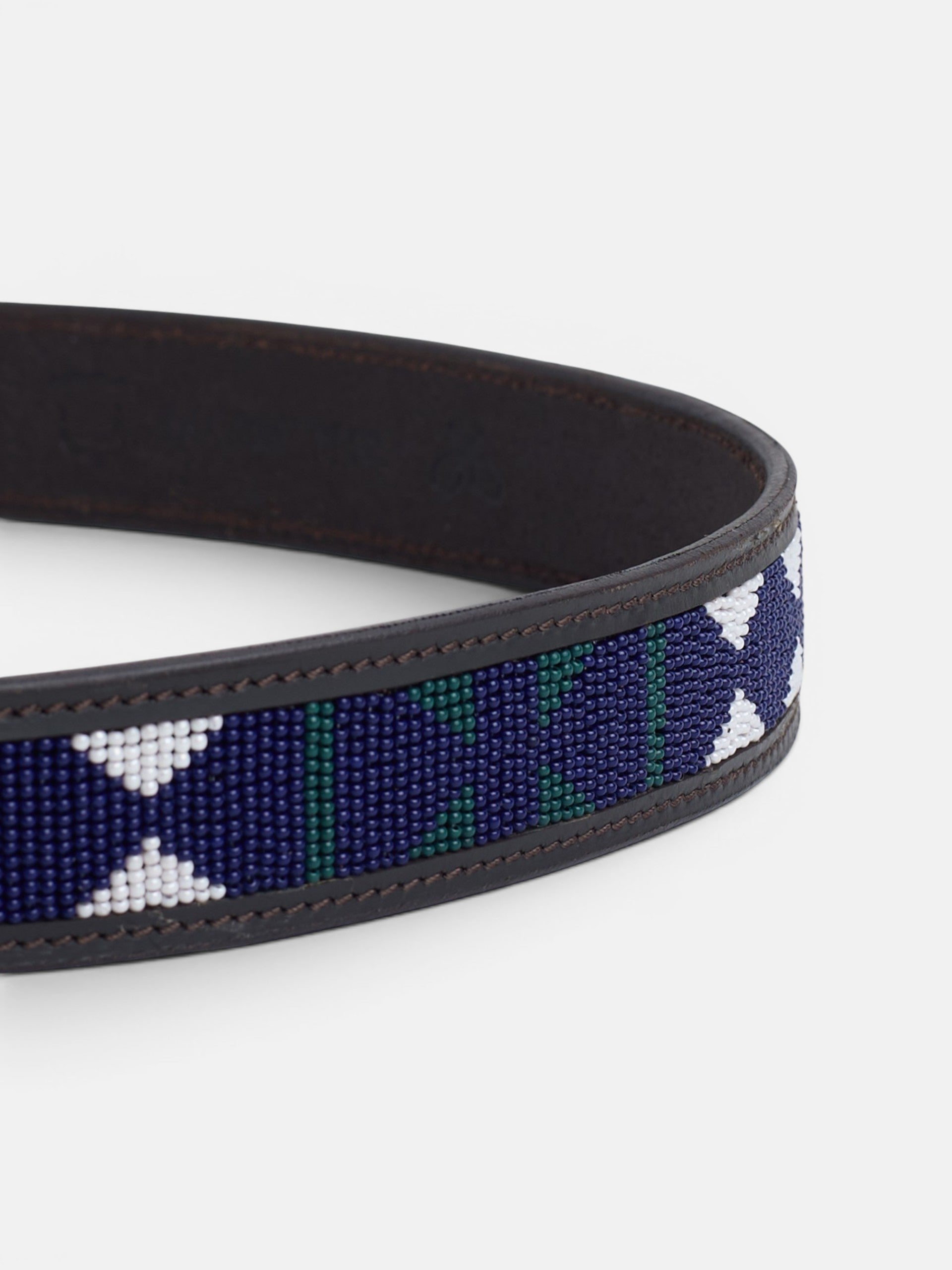 Cinturon piel detalle cuentas azul