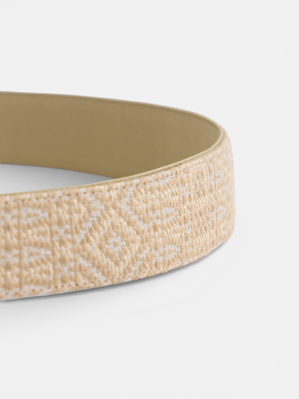 Beige ethnic woven leather belt