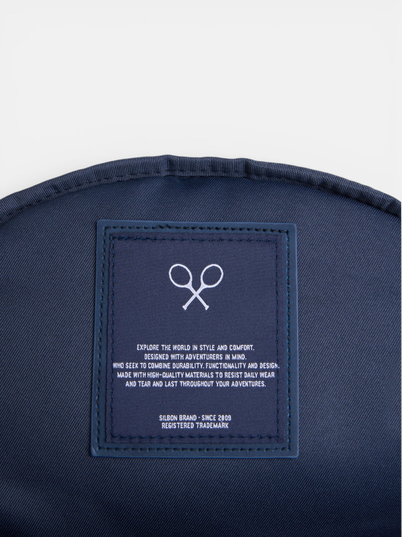 Navy blue ethnic racket backpack