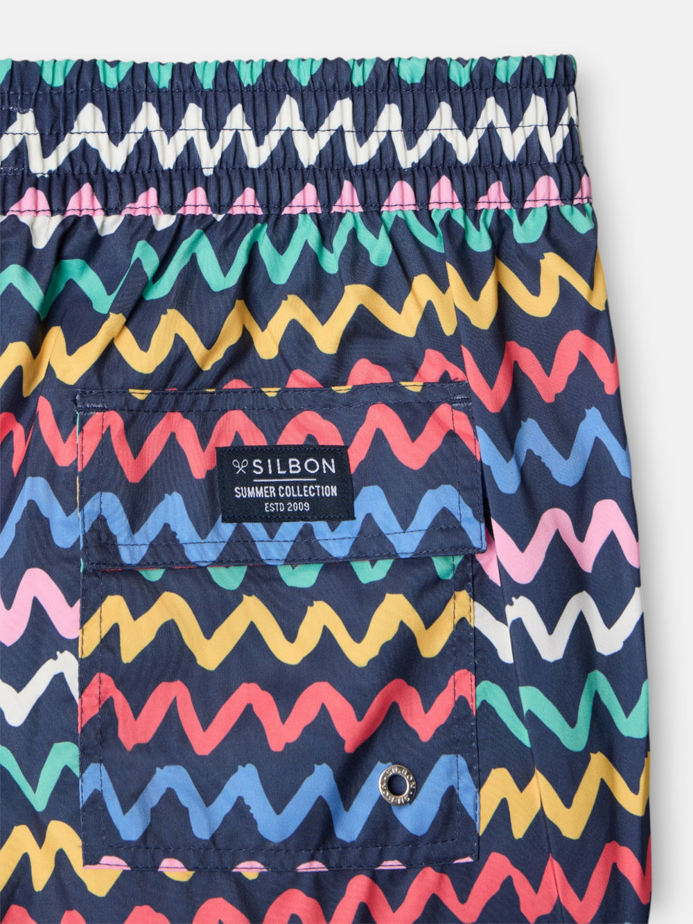 Navy blue multicolored zigzag swimsuit