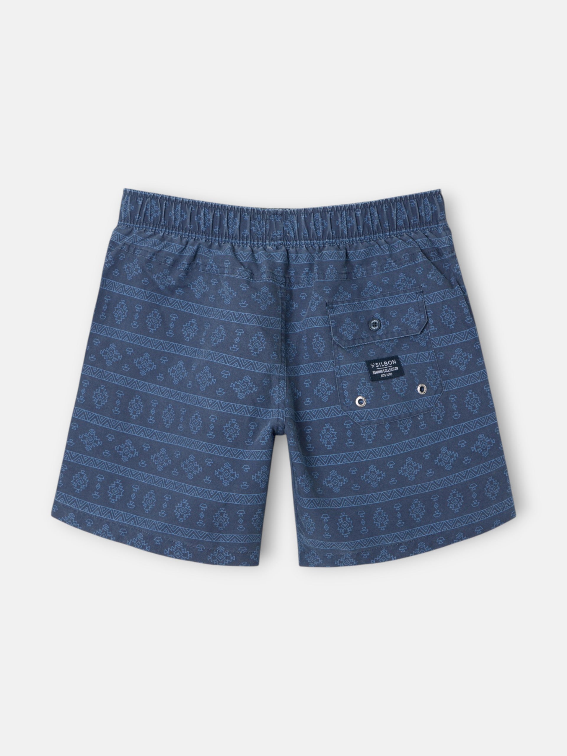 Maillot de bain ethnique, bleu marineé délav