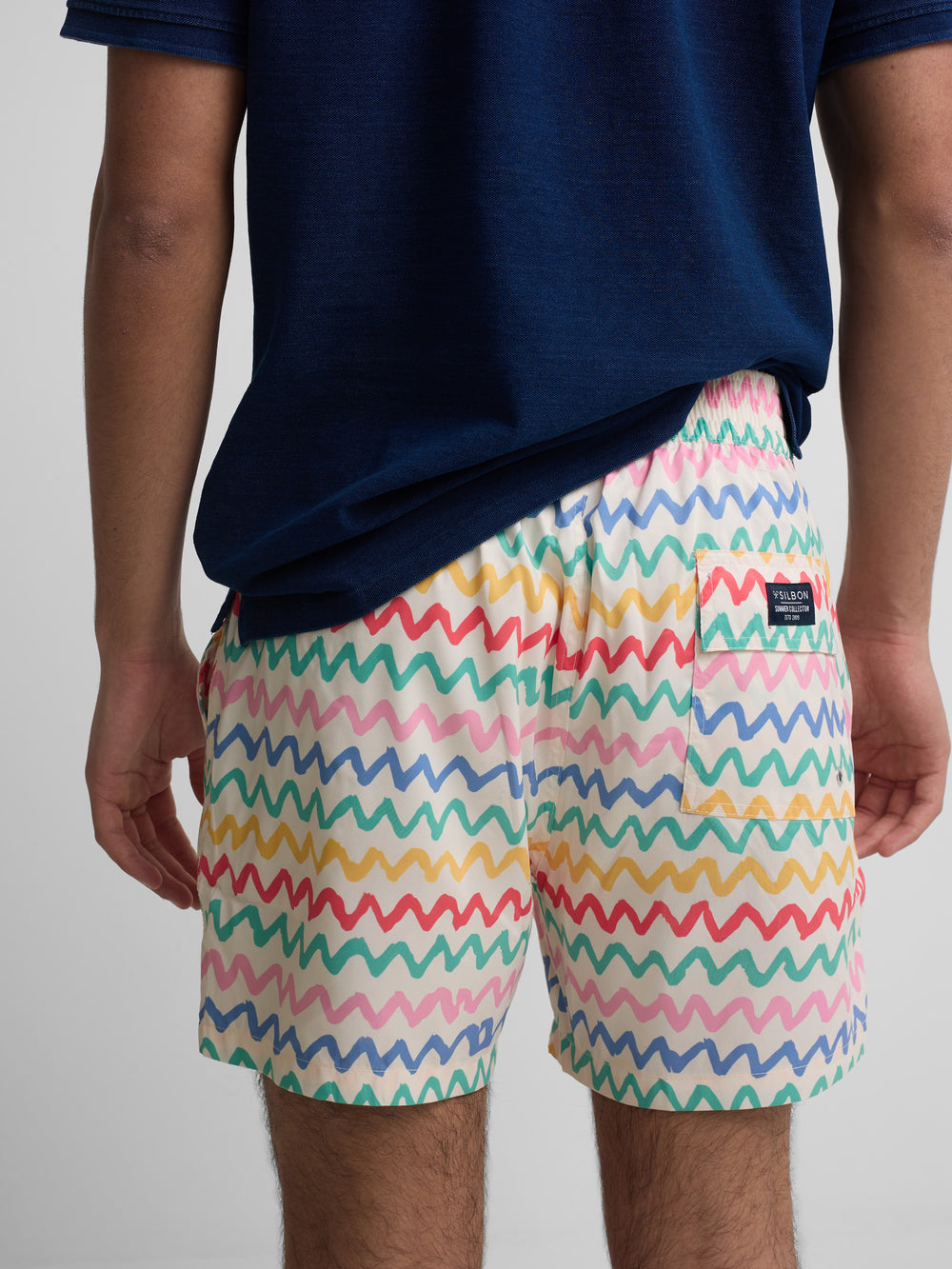 Bañador zigzag multicolor crema