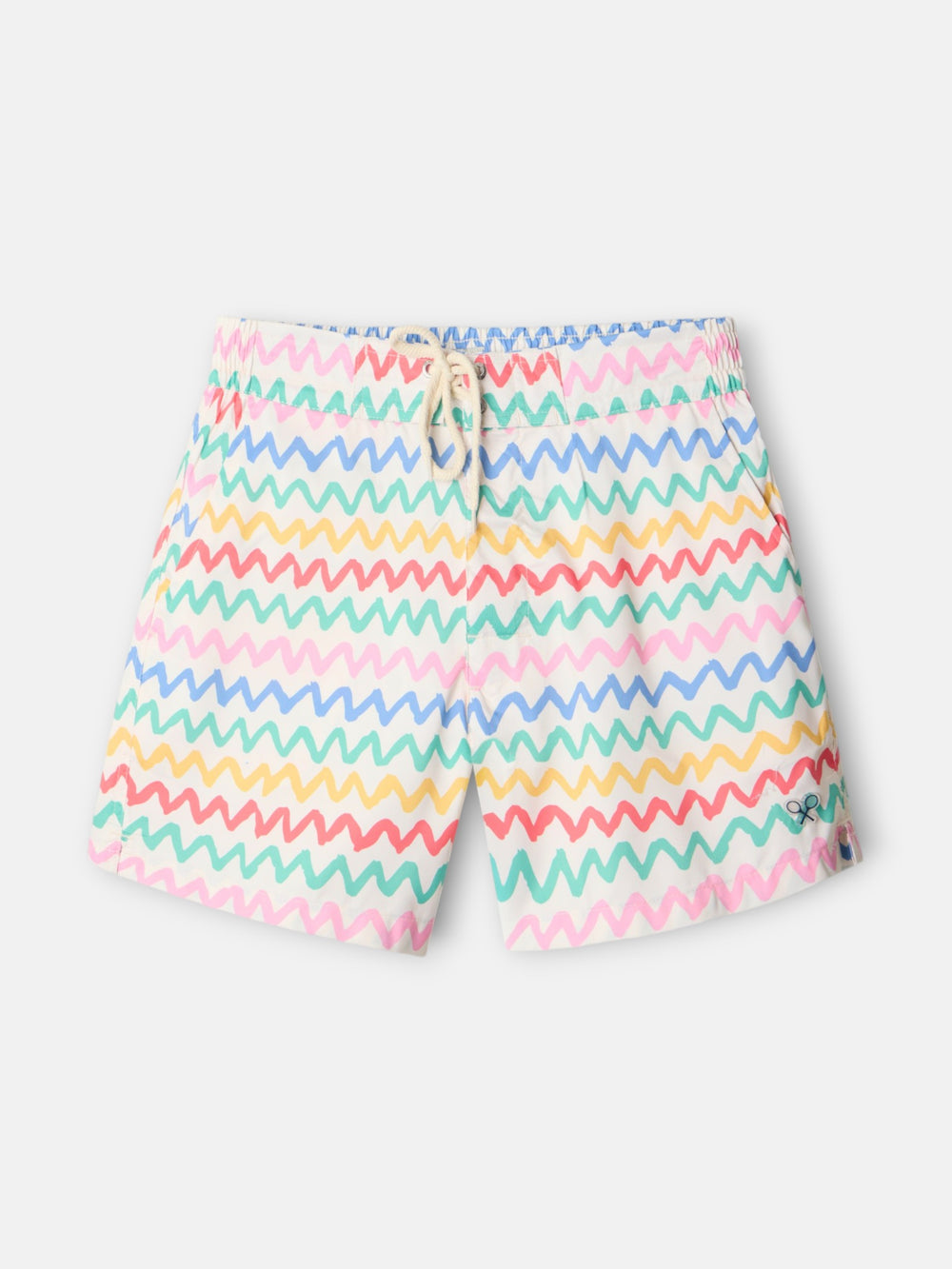 Cream multicolored zigzag swimsuit