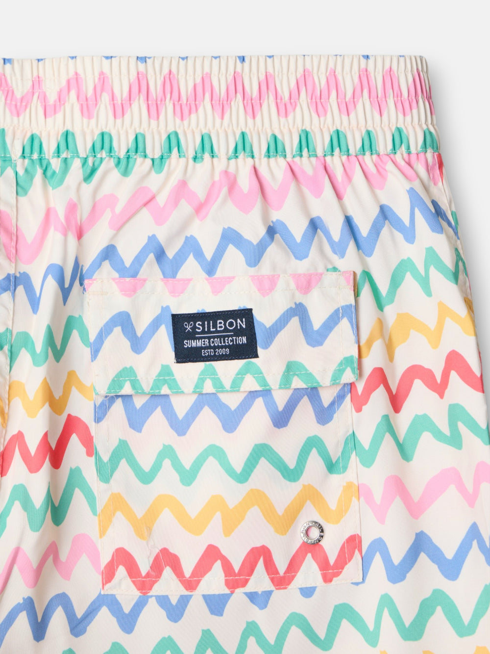 Cream multicolored zigzag swimsuit