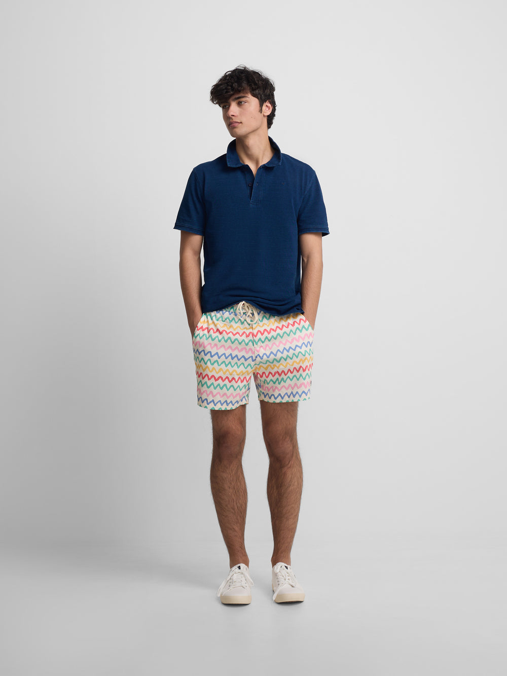 Bañador zigzag multicolor crema