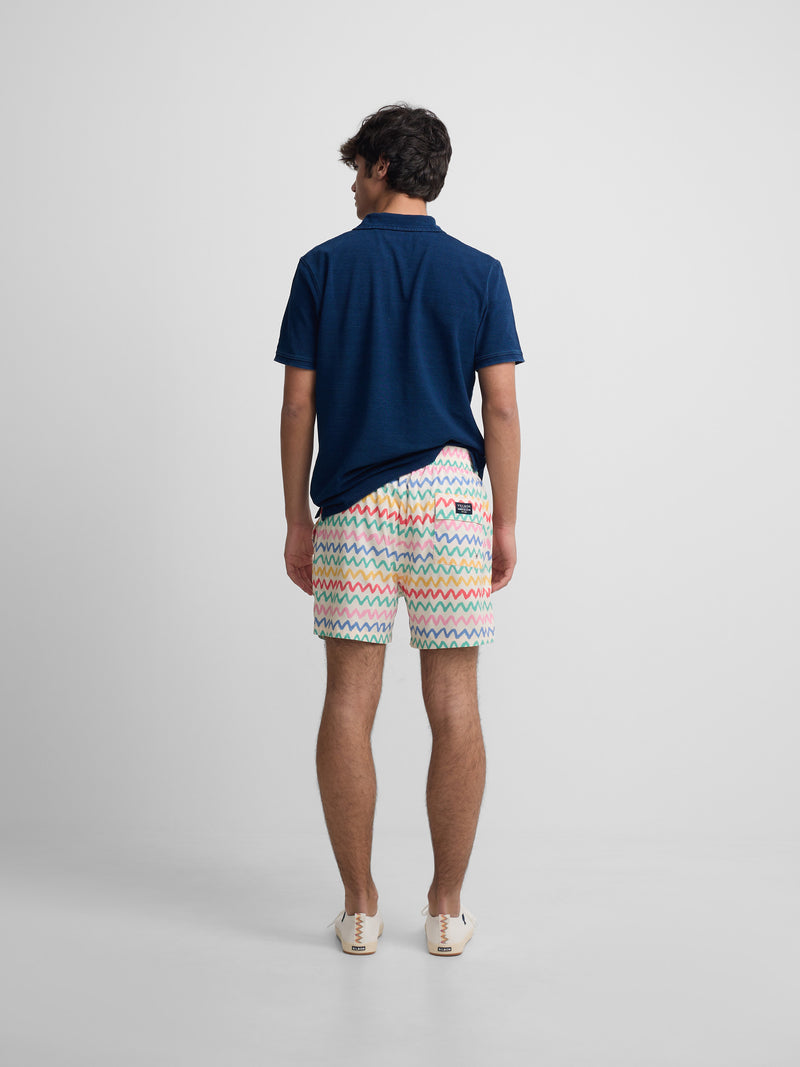 Fato de banho zigzag multicolor creme