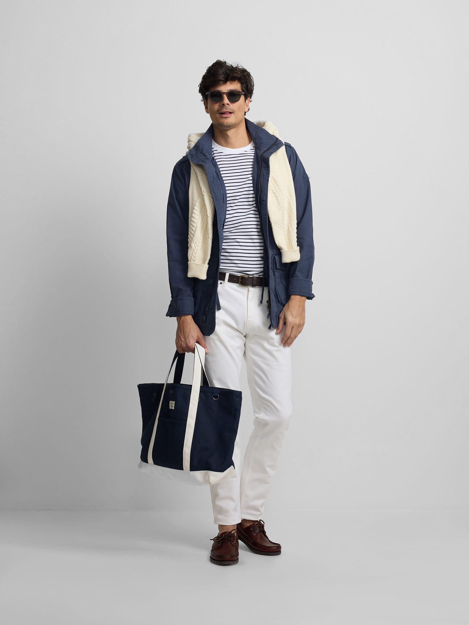 Parka azul-marinho com emblemas