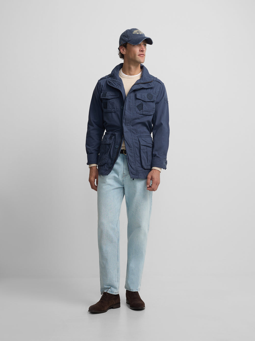 Parka bleu marine à patchs