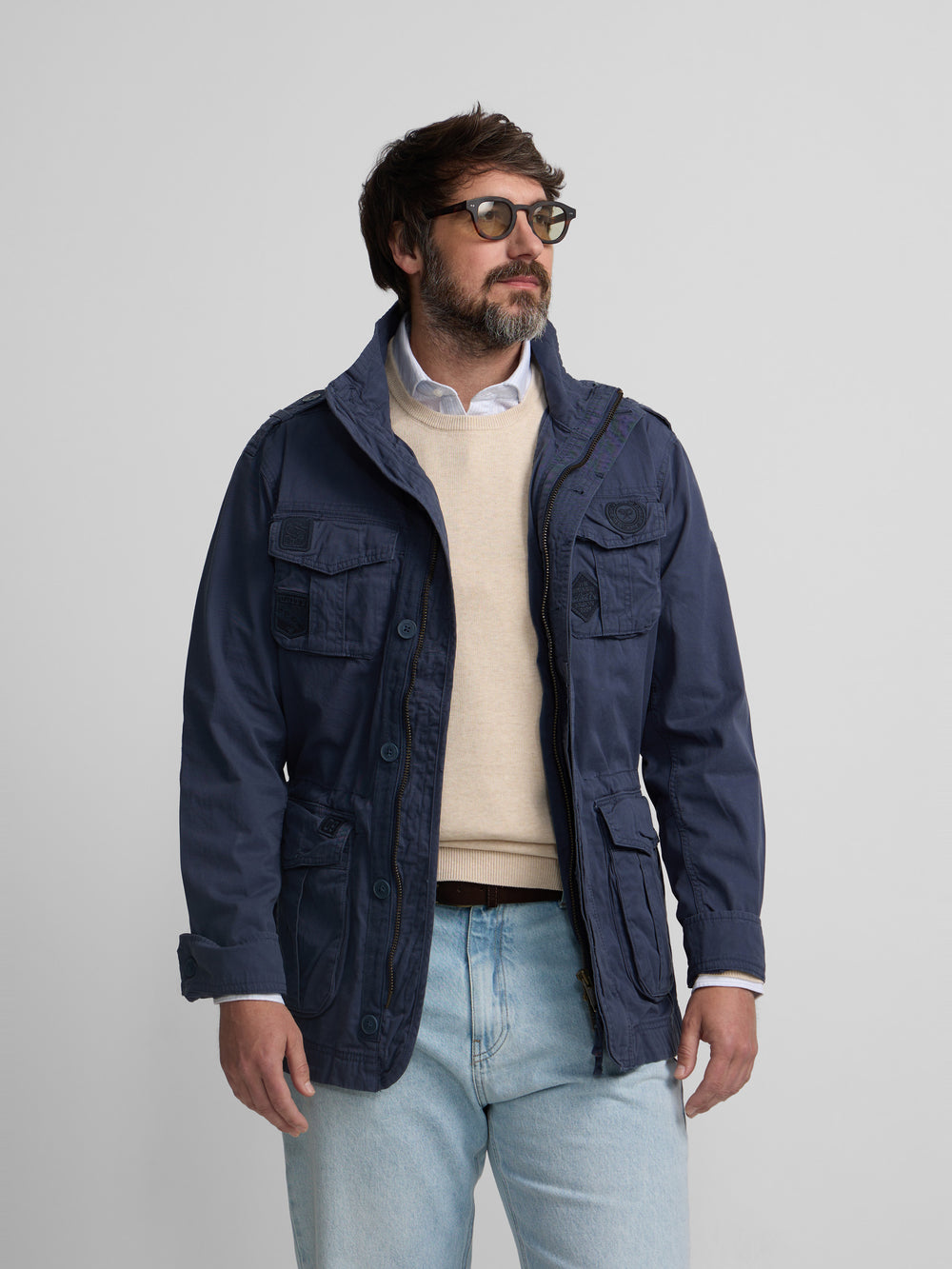 Parka parches azul marino