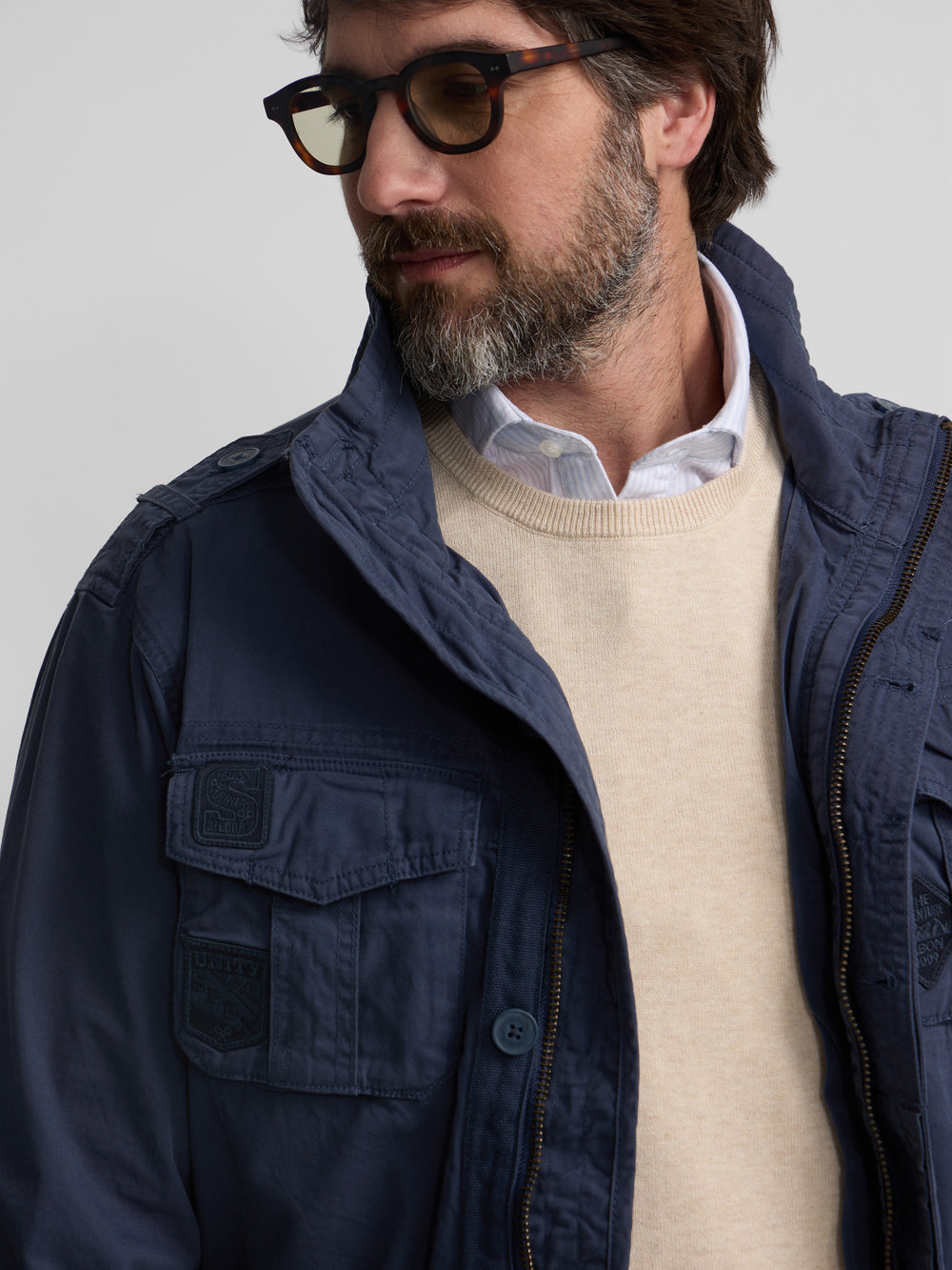 Parka parches azul marino