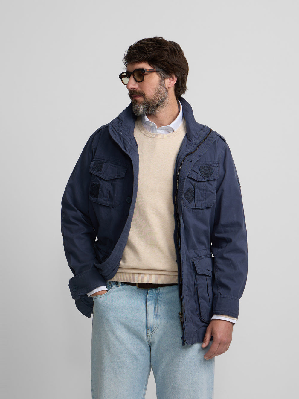 Parka parches azul marino