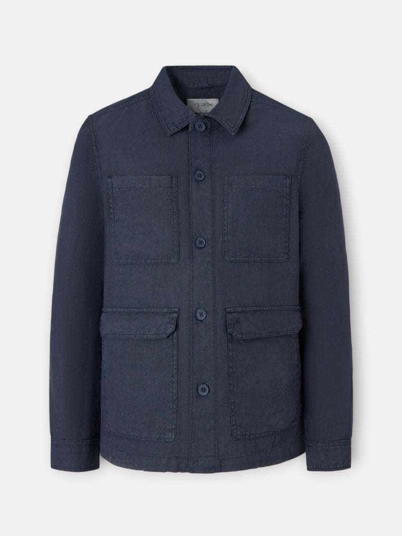Sobrecamisa lino azul