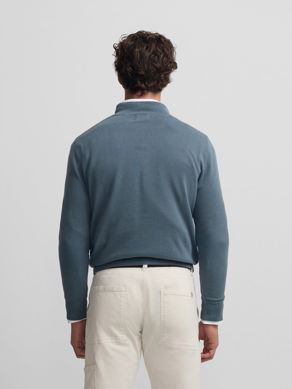 Jersey liso media cremallera azul petroleo