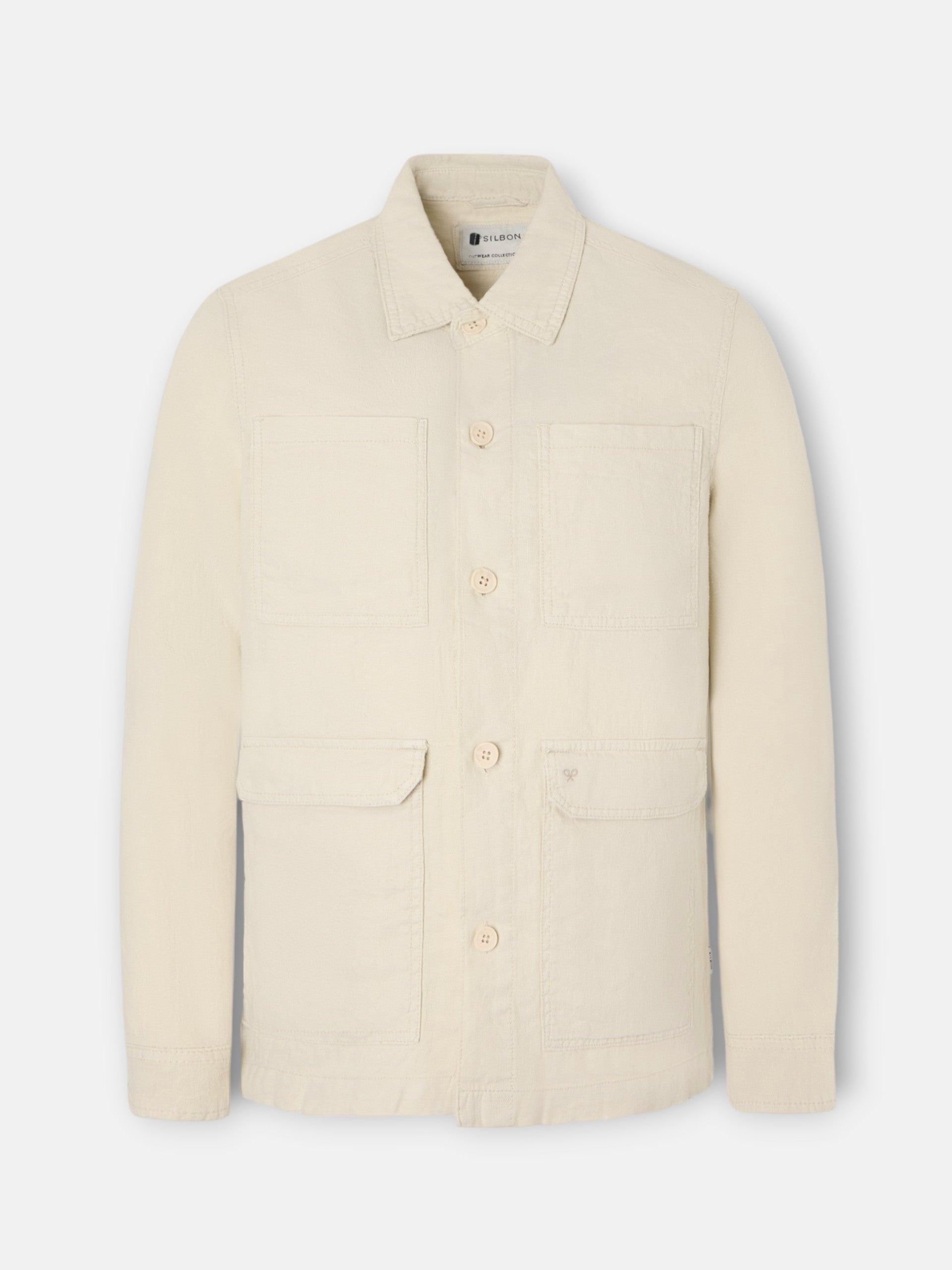 Sobrecamisa lino beige medio