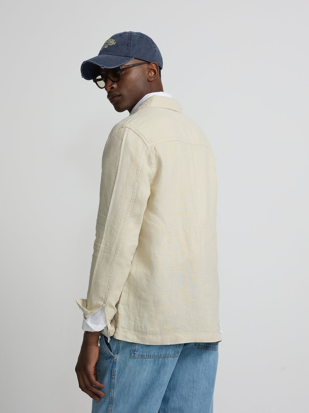 Sobrecamisa lino beige medio