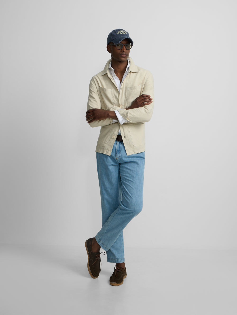 Sobrecamisa lino beige medio