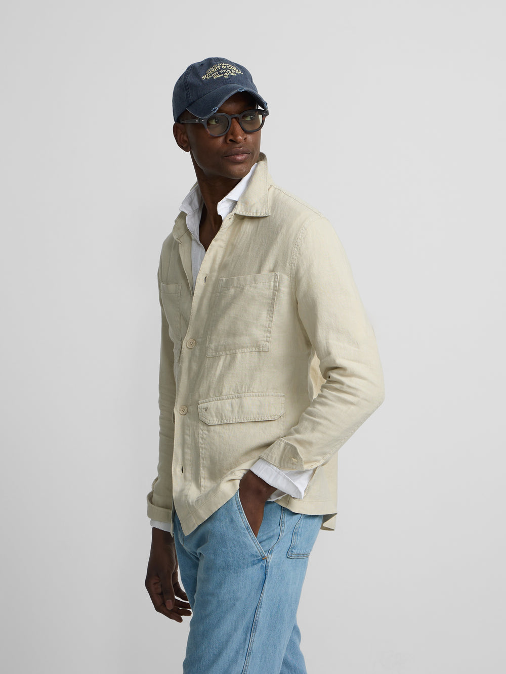 Sobrecamisa lino beige medio