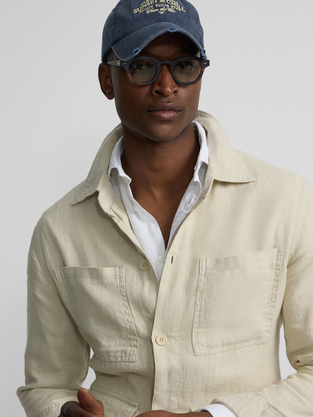 Sobrecamisa lino beige medio