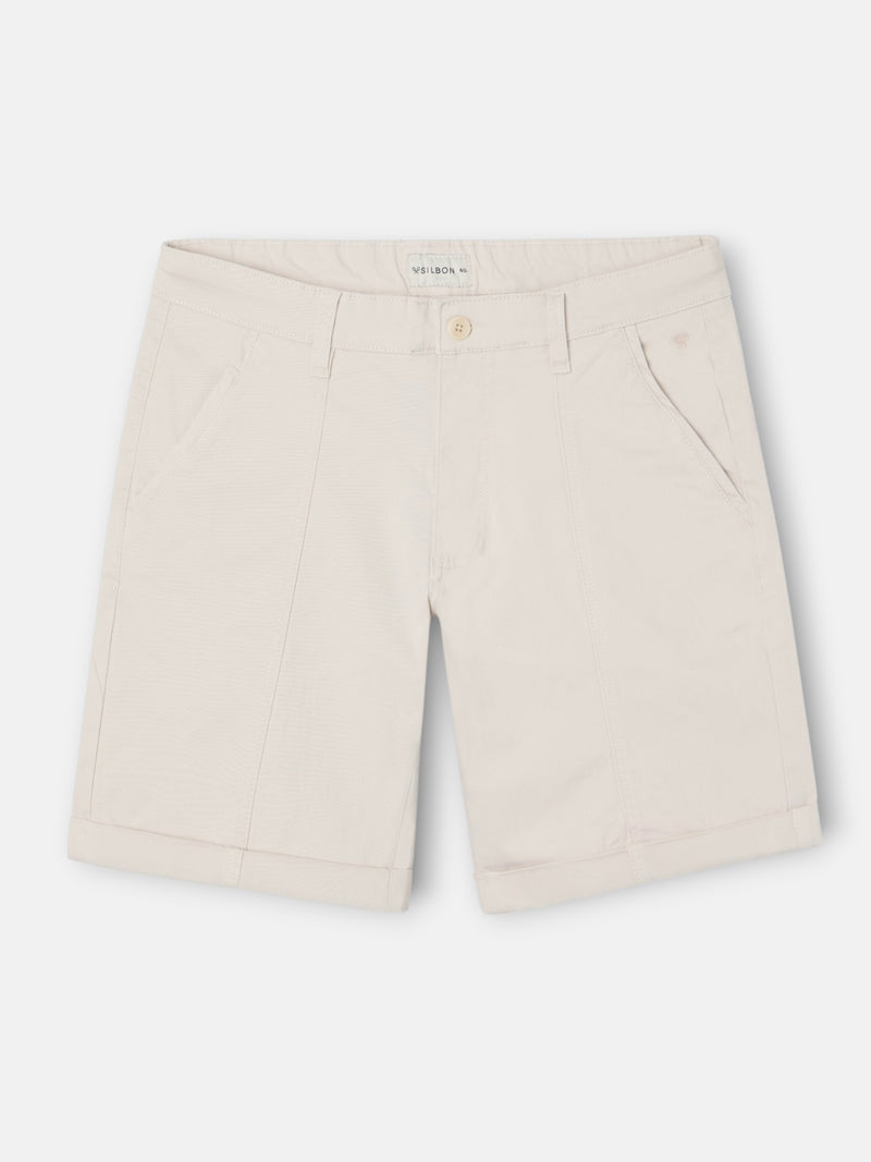 Beige line Bermuda shorts