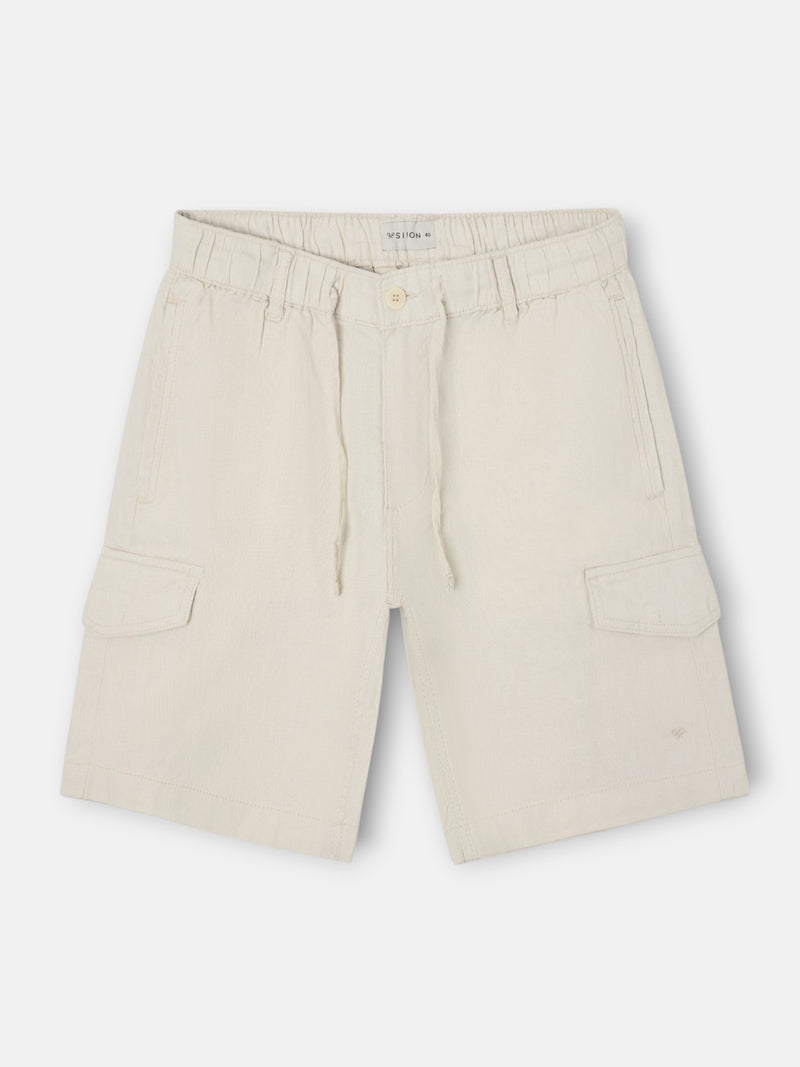 Linen Bermuda shorts with stone pocket