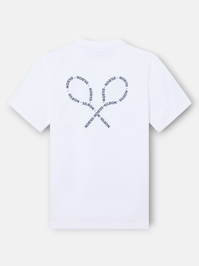 T-shirt blanche avec lettrage raquettes